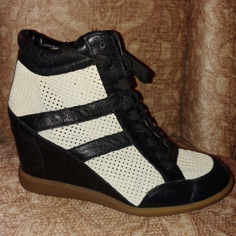 Black white Wedge Sneaker 10M
